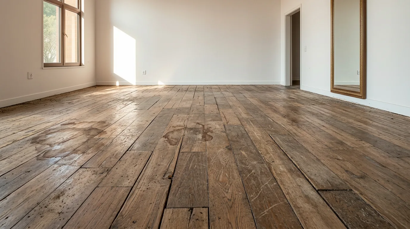 Sala com Assoalho Restaurado – Antes